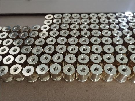 Copper machined part with Outer hexagonal and internal screw